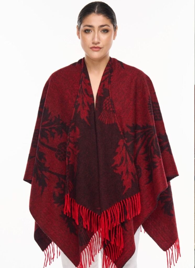 Red Lambswool Poncho