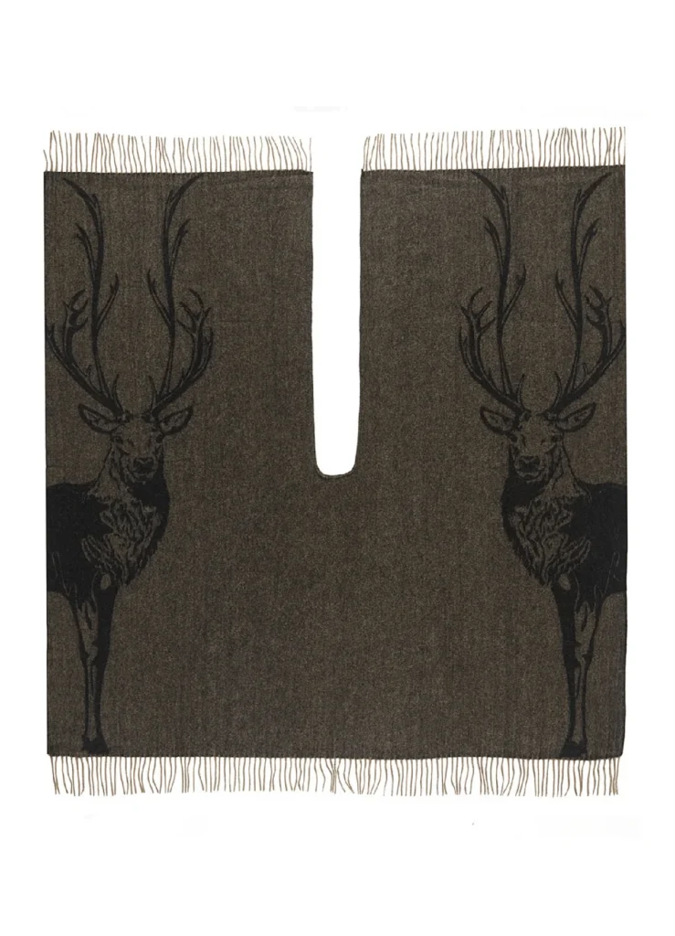 Full Stag Charcoal Cape 100% Pure Lambswool 