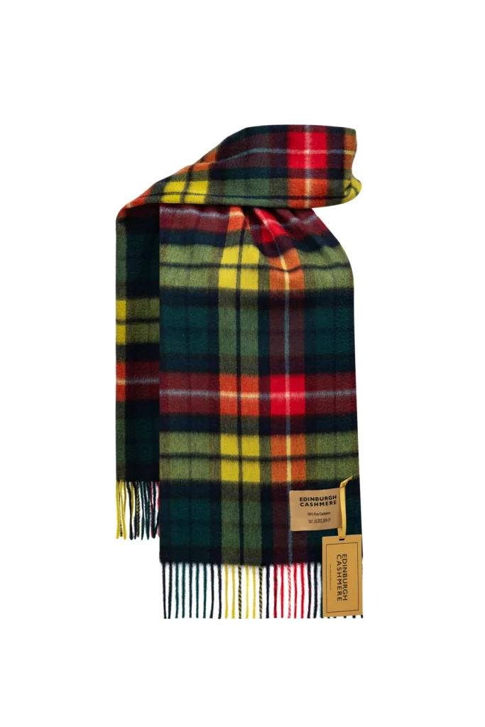 100% Pure Cashmere Scarf Scottish Design Buchanan Tartan 
