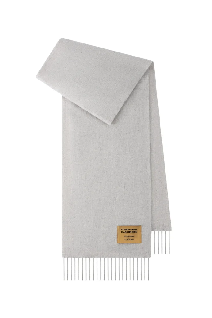 Plain Merino Wool Scarf Light Grey