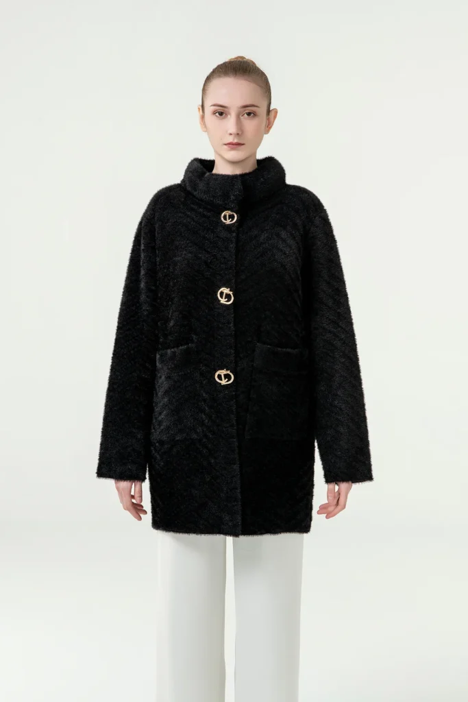 Women's Fur Coat Exclusive Design - Black
