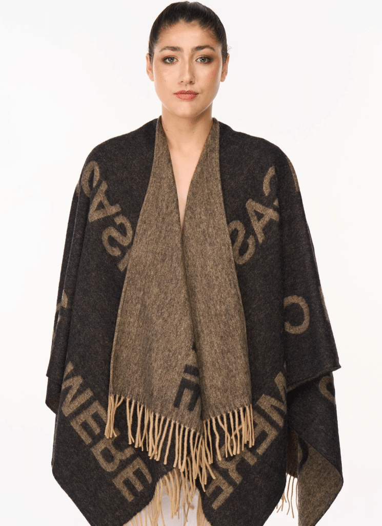 Cape Edinburgh Charcoal Poncho 100% Pure Lambswool 