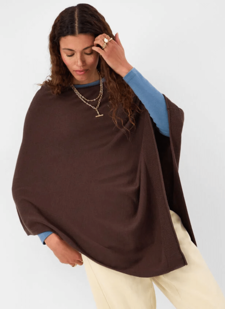 Knit Poncho Brown 