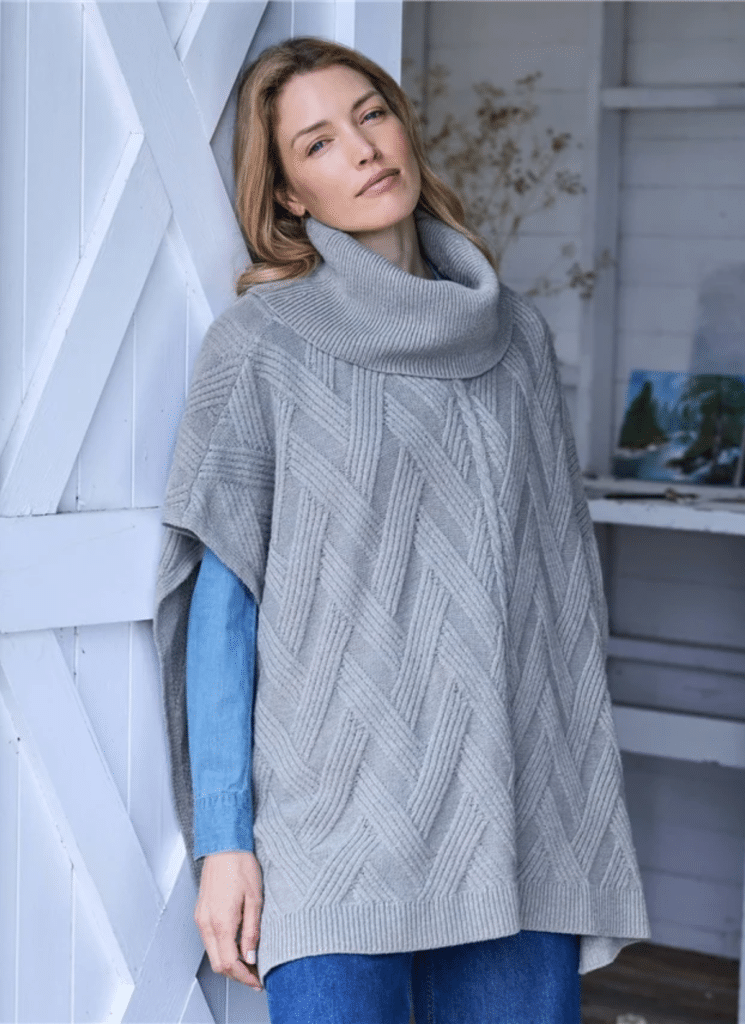 Roll Neck Cable Poncho 