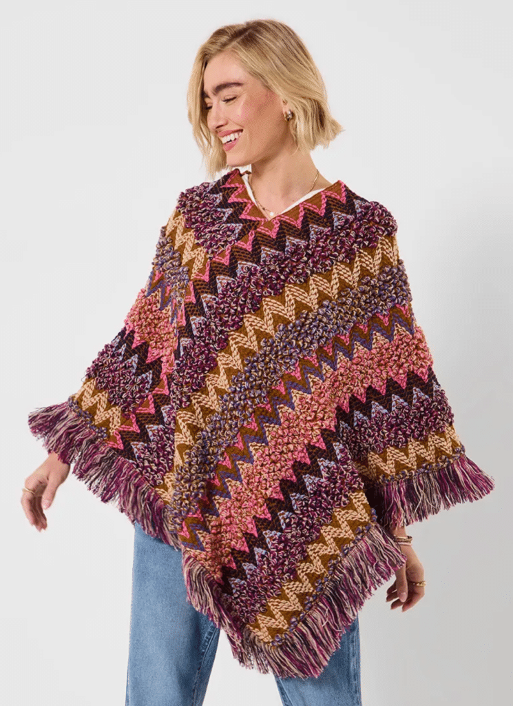 Free And Funky Multi Knit Poncho 