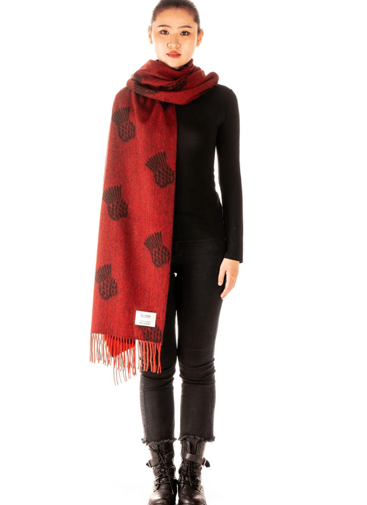 Small Thistle Red Stole 100% Pure Lambswool 