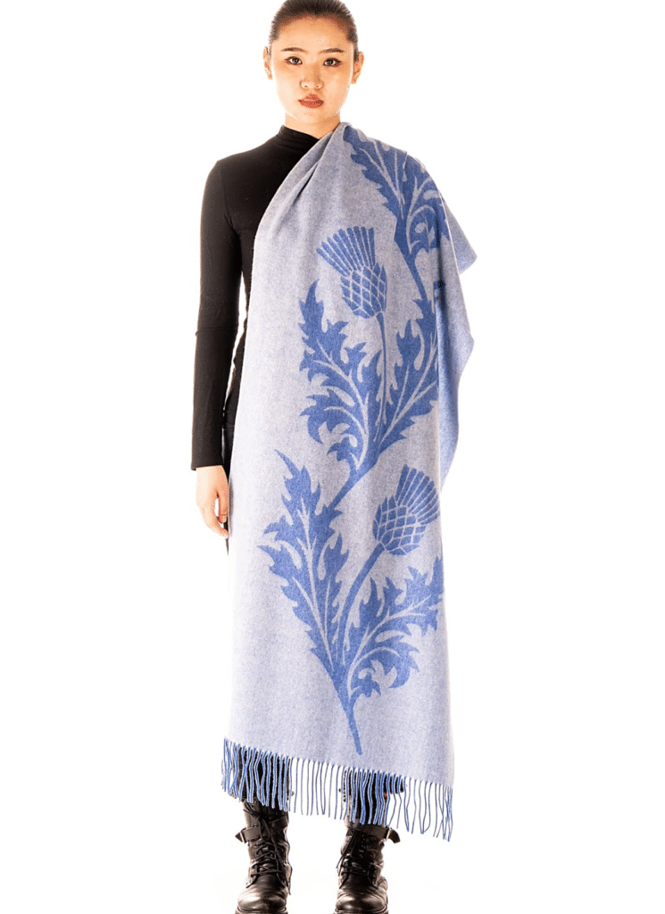 Single Thistle Blue Stole 100% Pure Lambswool 