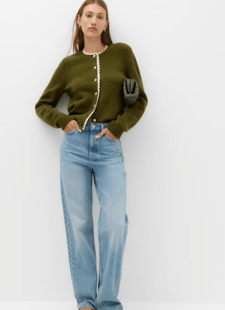 Lace Detail Crew Neck Cardigan 