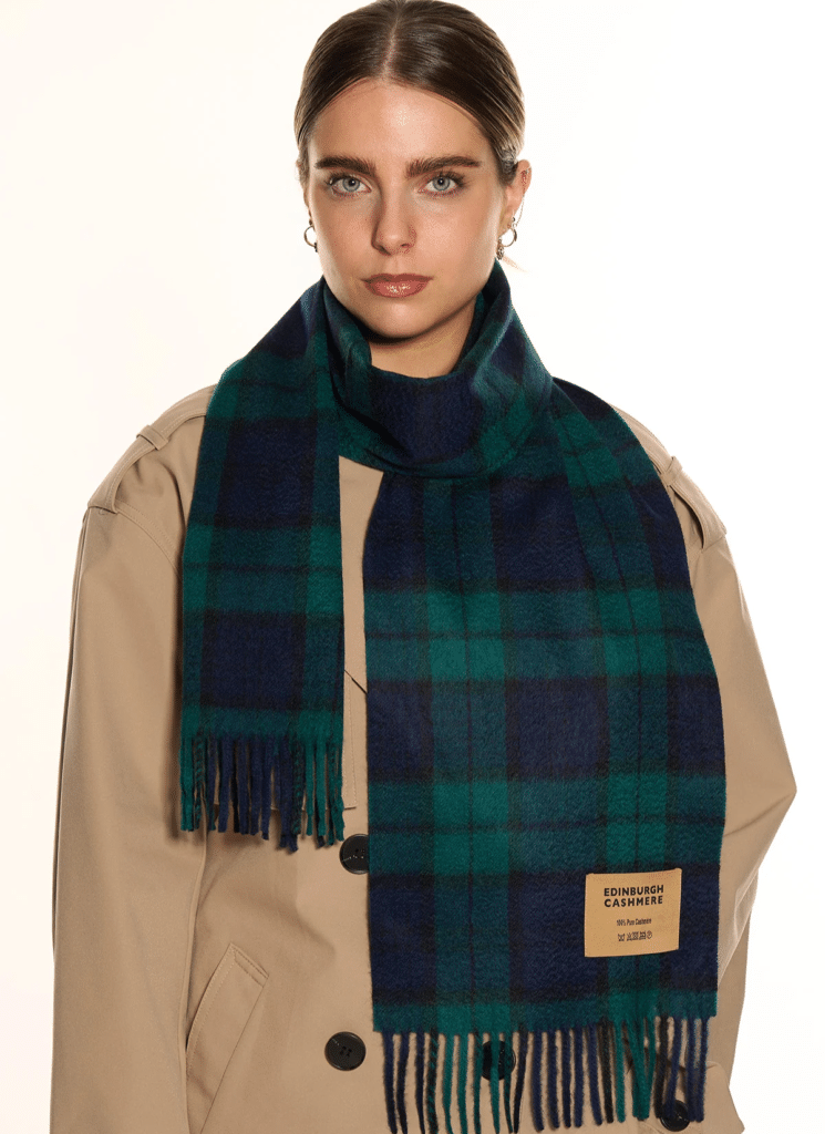100% Pure Cashmere Scarf Design Black Watch Tartan - Small Size