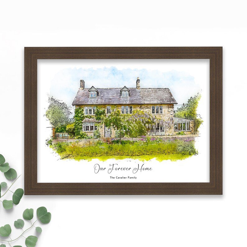 Custom Watercolor Home Portrait, Personalized Housewarming Gift, Realtor Closing Art