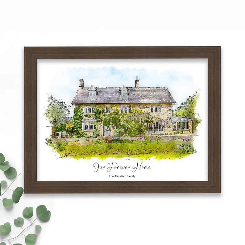 Custom Watercolor Home Portrait, Personalized Housewarming Gift, Realtor Closing Art