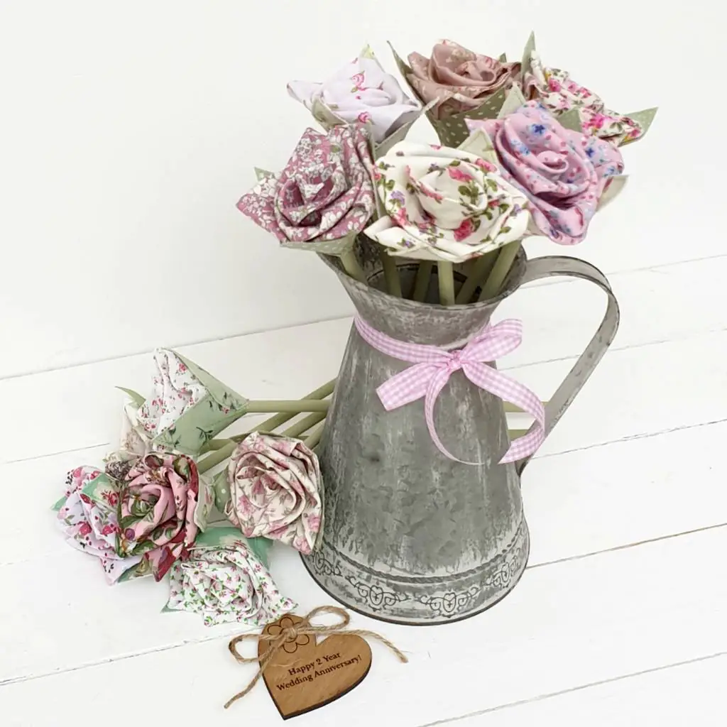 Wedding Anniversary Gifts Cotton Flowers Jug Tag